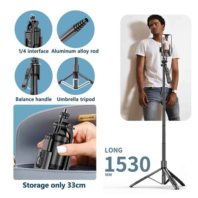 L16 1530mm Wireless Selfie Stick Tripod Stand Balance Stabilizer Live Foldable Monopod for GoPro AXNEN DJI Osmo Action Cameras for Smartphones L16 1530mm Wireless Selfie Stick Tripod Stand Balance Stabilizer Live Foldable Monopod for GoPro AXNEN DJI Osmo Action Cameras for Smartphones